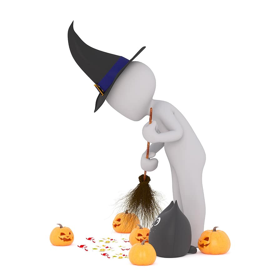 ハロウィン、かぼちゃ、帽子、ネコ、スイープ、残る、秋、カボチャの秋、デコ、秋の時間、オレンジ