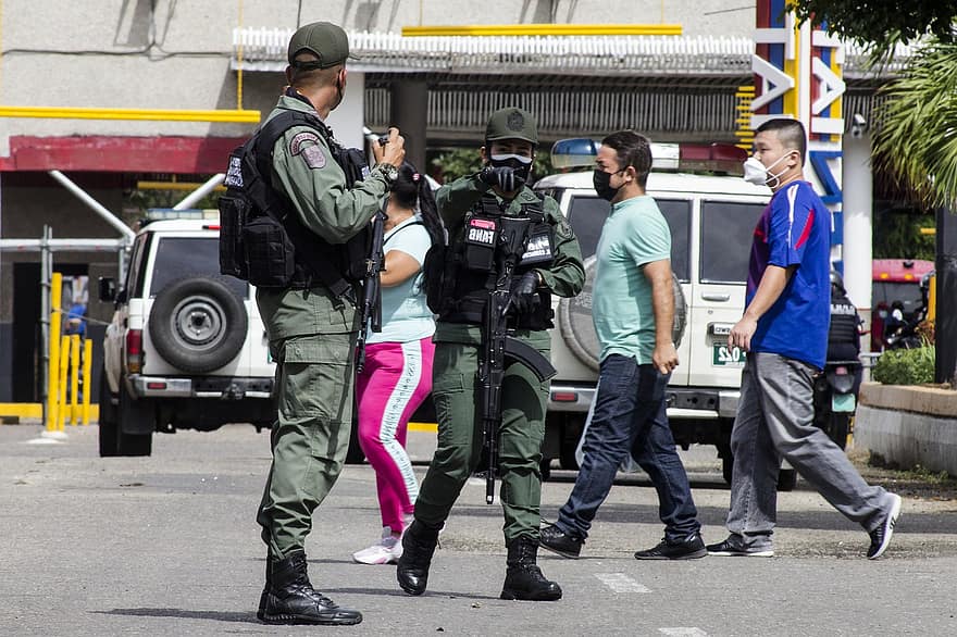 militær, soldat, vei, grense, gate, hær, mennesker, colombia, Táchira, venezuela, utendørs