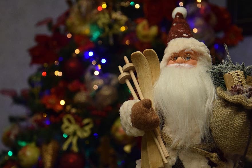 Papai Noel, fundo de natal, feriados, árvore de Natal, Dia de São Nicolau, celebração, decoração, árvore, presente, temporada, Decoração de Natal