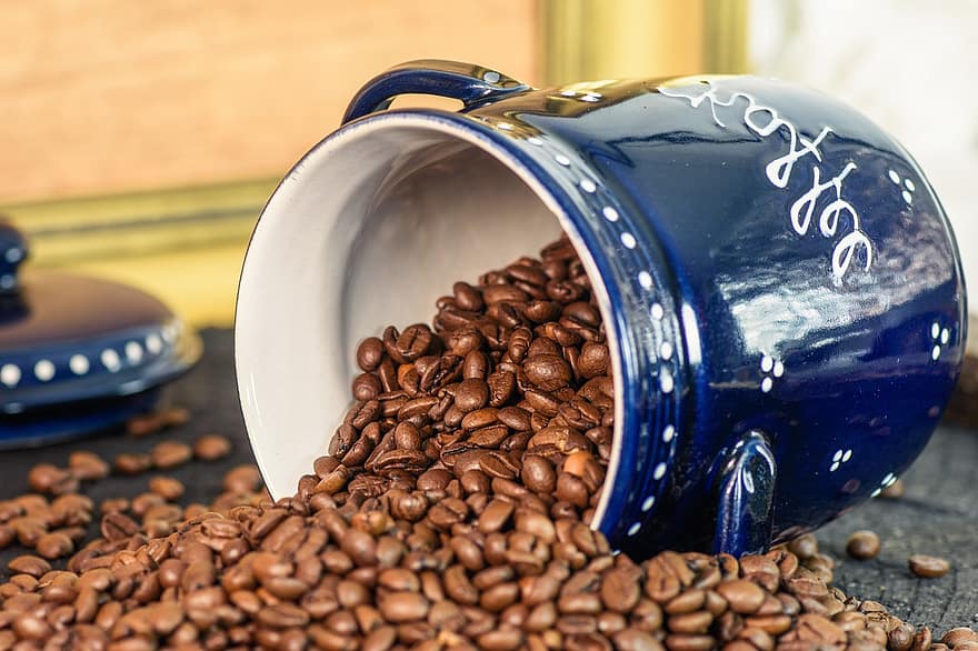 Coffee Beans, Coffee, Jar, Caffeine, Food, Aromatic, Organic, Drink, Healthy, Ceramic Jar