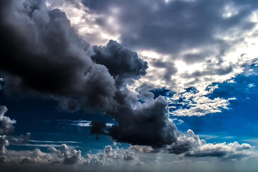 cielo, nuvole, Cloudscape, all'aperto, cumulo, spazio aereo, nube, tempo metereologico, blu, nuvoloso, giorno