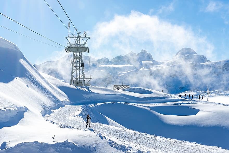 Австрия, Дахщайн, Крипенщайн, Обертраун, ски, сняг, зима, студ, планини, пейзаж, природа