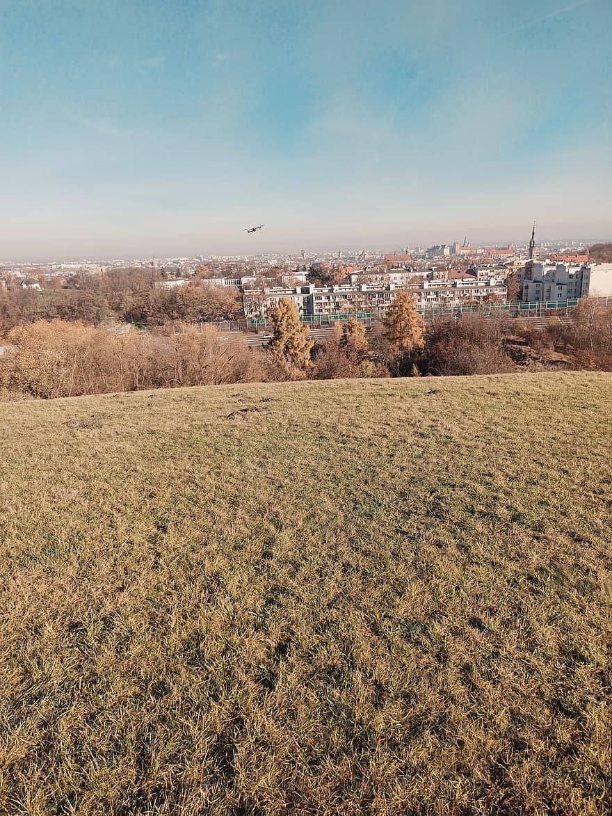 City, Mound, Sky, Panorama, Urban, Blue Sky, Landscape, Scenery, Krakow