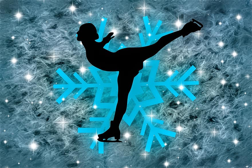 schaatsenrijder, silhouet, vrouw, prestatie, sport-, schaatsen, atleet, winter, meisje, sneeuw