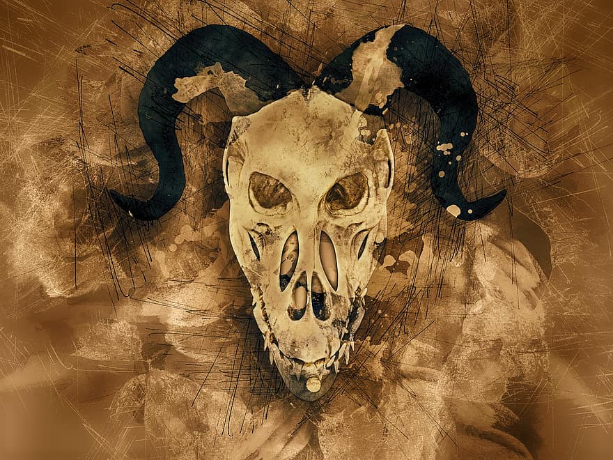 cranio, demone, pauroso, Halloween, orrore, morto, design, scheletro, spaventoso, inferno, capo