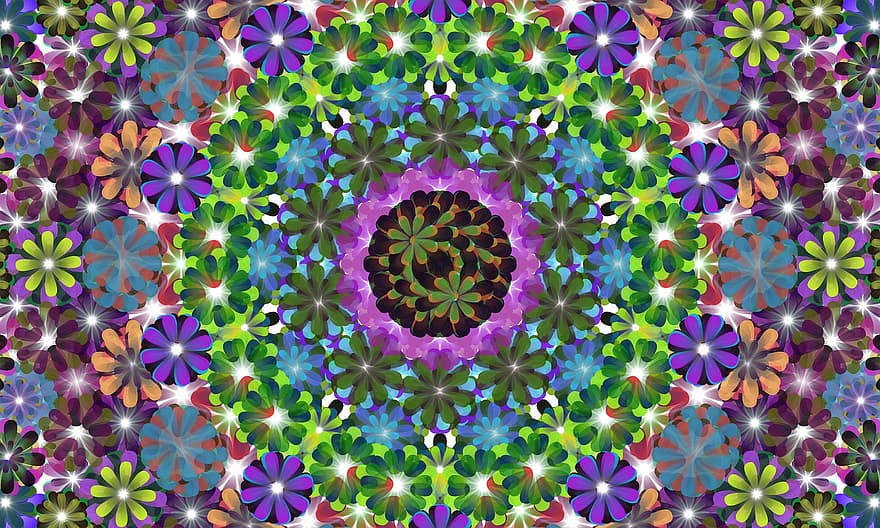 Blumen, Muster, Hintergrund, Mandala, Blumen-, bunt, Design