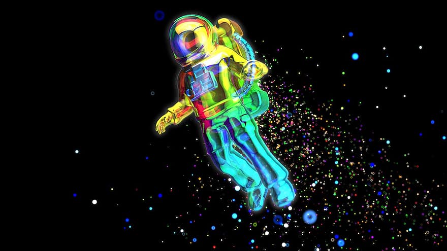 espace, astronaute, cosmonaute, lune, Mars, voler, des particules, art, saut, homme, personnes