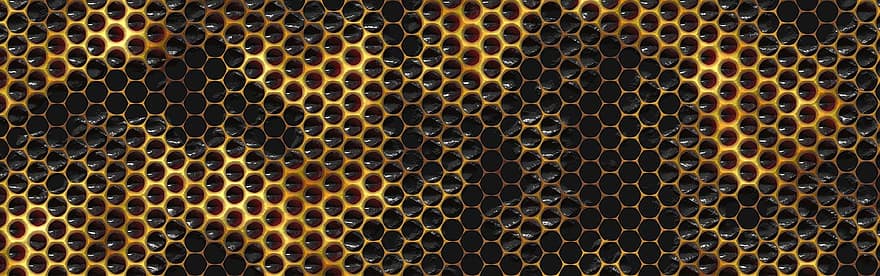 bannière, entête, hexagone, nid d'abeille, abeille, Bannière marron