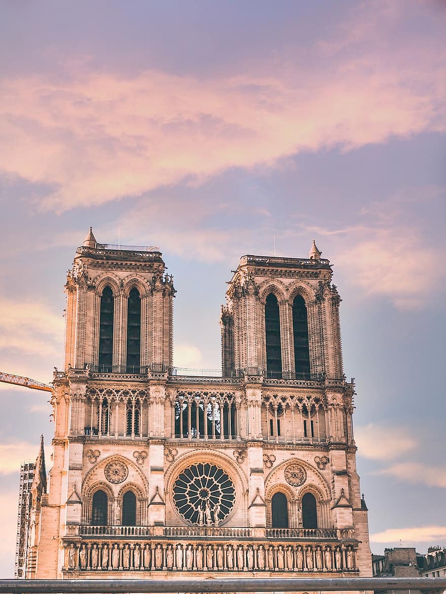 Notre Dame, kathedraal, kerk, facade, gebouw, architectuur, Frankrijk, Parijs, structuur, mijlpaal, toeristische attractie