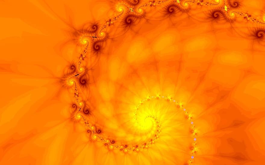 fractal, abstract, kunst, oranje, brand, spiraal, wiskunde