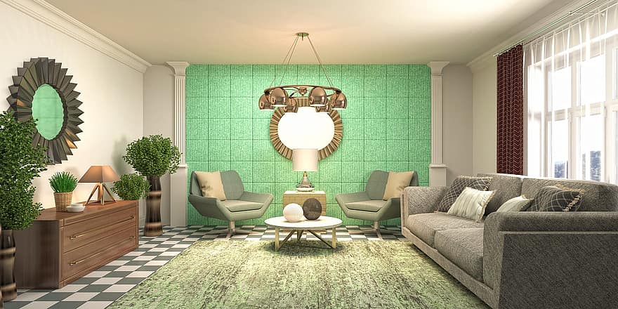 sala, diseño de interiores, Renderizado 3d, Representación 3D, decoración, mueble, apartamento, casa, elegante, contemporáneo