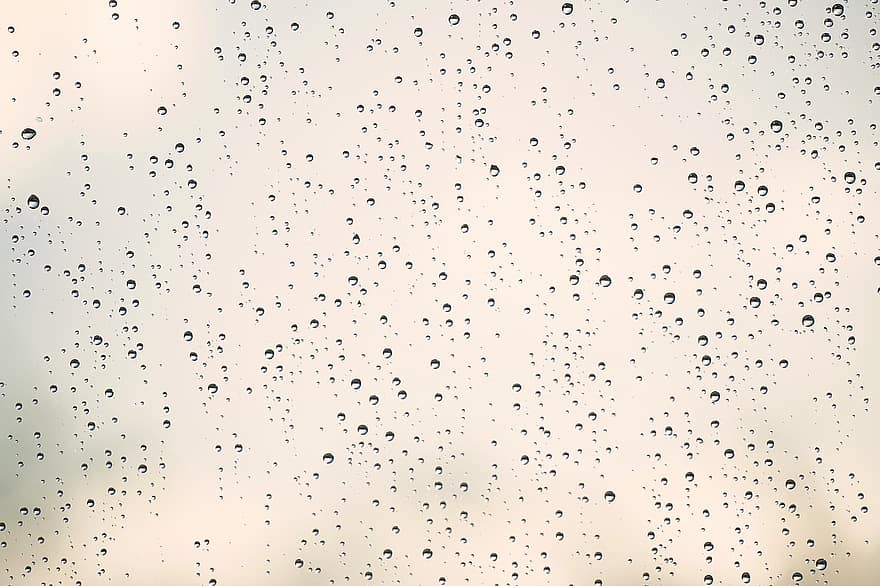 hujan, jendela, kaca, tetes air, tetesan air, basah, cuaca, tekstur, latar belakang, abstrak, pola