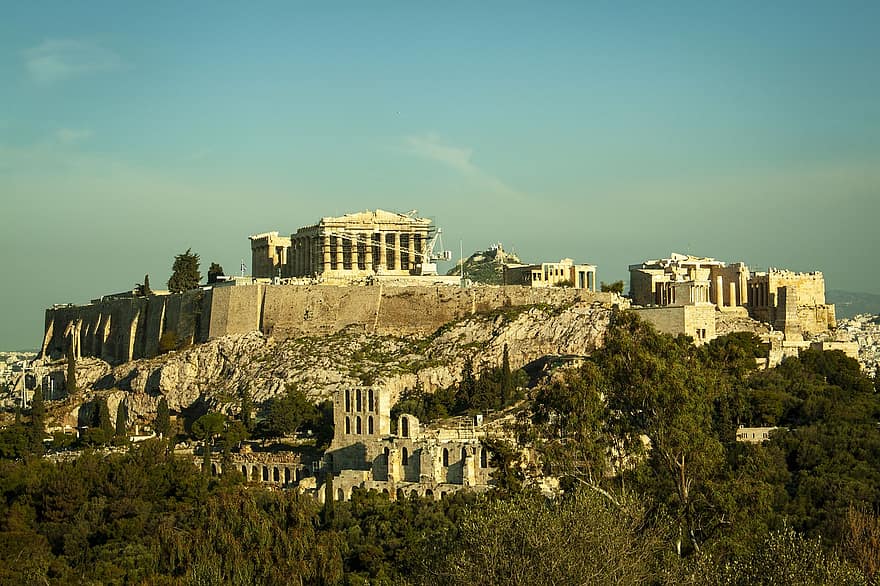 Atena, Grecia, acropola din athens, Parthenon, arhitectură, loc faimos, peisaj urban, istorie, construită, vechea ruină, exteriorul clădirii