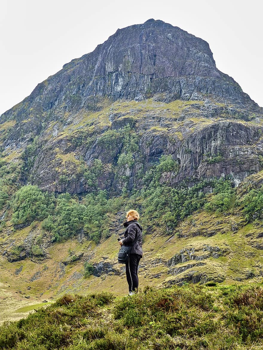 Шотландия, планина, природа, туризъм, хора, приключение, планински връх, спорт, пейзаж, един човек, пътуване