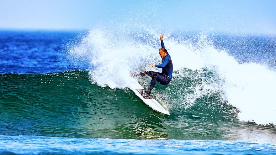 hav, surfing, surferen, Portugal