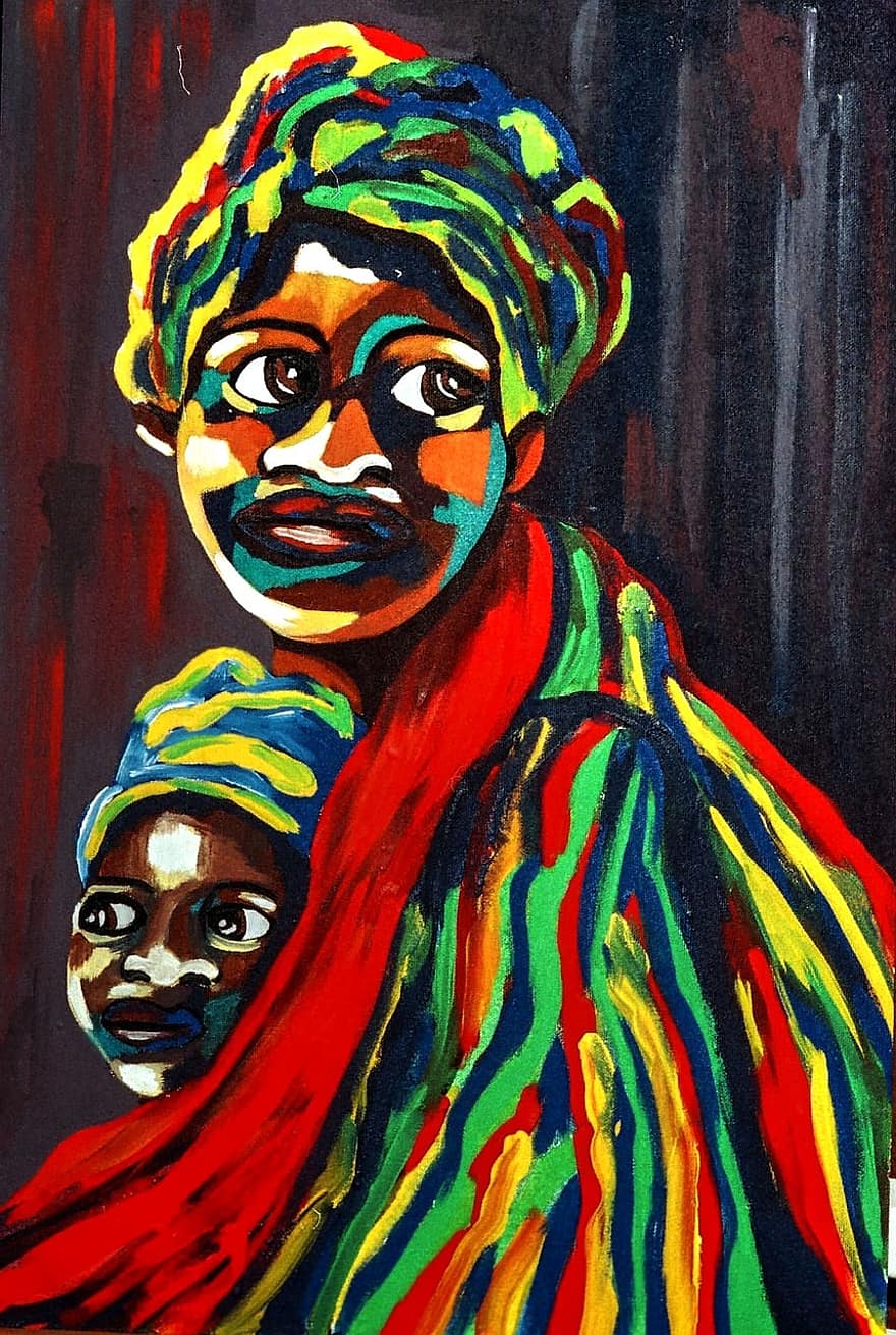 arte africana, madre e figlio, design