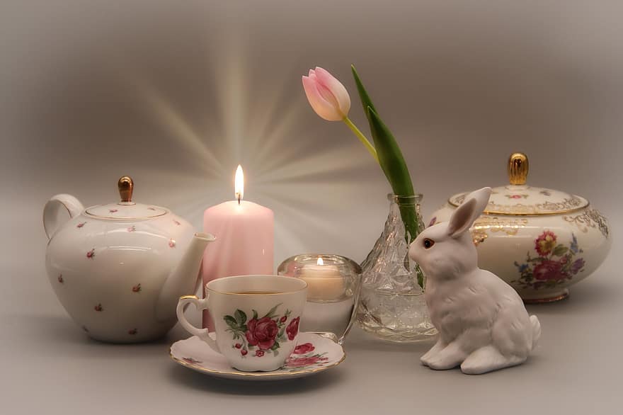 Великдень, запрошення, пити, чай, прикраса, фарфор, весна