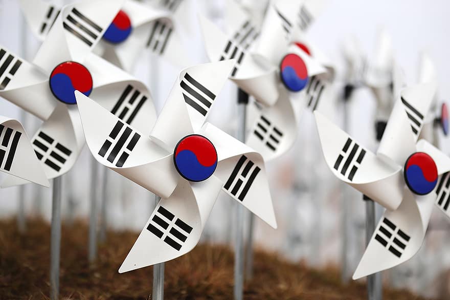 фойерверк, Южнокорейско знаме, флаг, Taegukgi, корейски флаг, Знаме на Южна Корея, символ, Корея, Република Корея