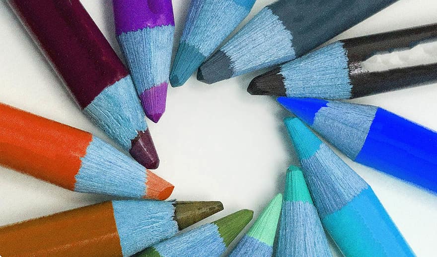 цветные карандаши, ручки, покрасить, красочный, цвет, рисовать, указал, записывать