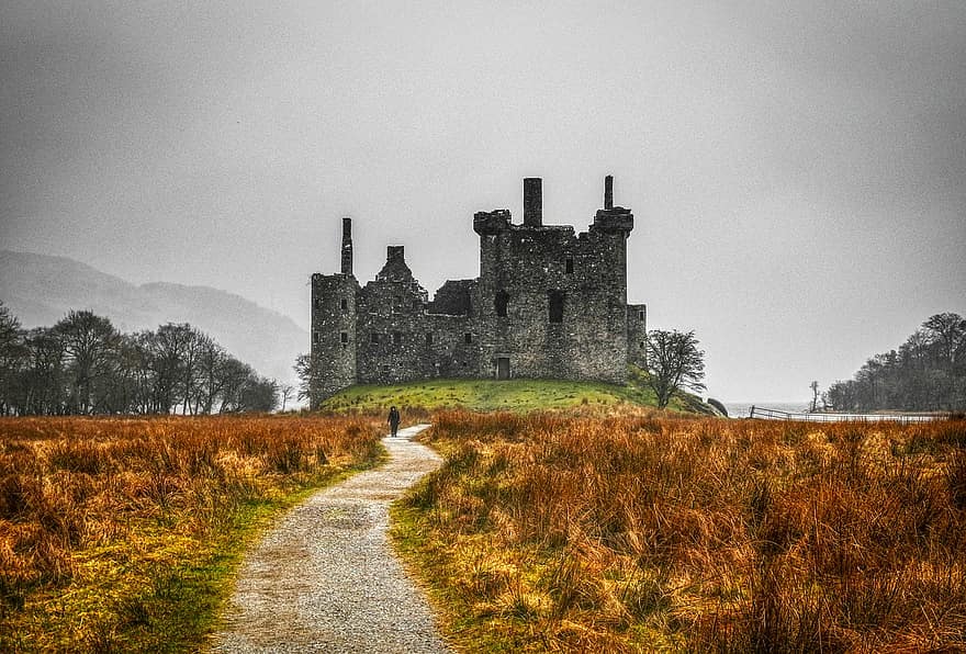 Schotland, ruïneren, gebouw, architectuur, oud, historisch, verval, kasteel, gotisch, stenen, Engeland