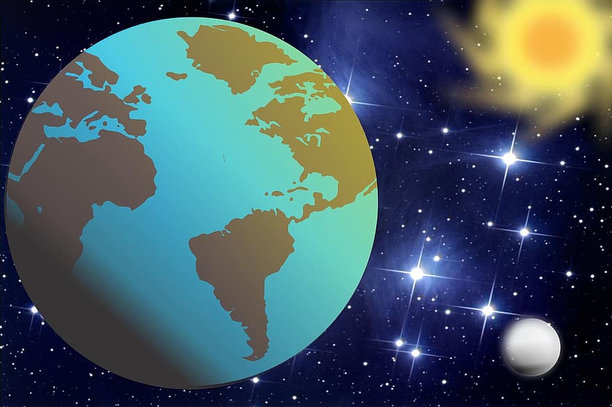 Erde, Platz, Planet, Atmosphäre, Welt, Mond, Nacht-, Satellit, Sterne, Kosmos, Globus