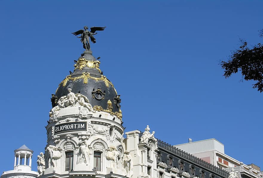 architektūra, skulptūra, Ispanija, madrid, kupolas, gerai, istorija, pastatas, prekyba, bankas, fasadas