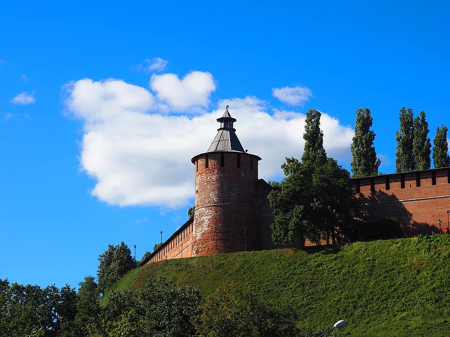 Château, la nature, Voyage, tourisme, historique, Nizhny Novgorod, bâtiment, Kremlin de Nijni Novgorod, architecture, façade, l'histoire