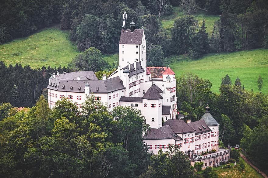 kastély, Hohenaschau, Aschau, chiemsee, bajorországi, Németország, történelmileg, természet, épület, tájékozódási pont, zöld