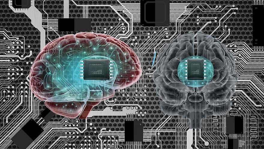 mozek, technologie, data, digitální, sdělení, síť, myslící, budoucnost, sci fi, futuristický, mysl