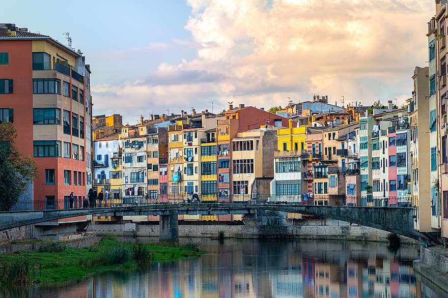 kota, sungai, Girona, bangunan, urban, eropa, pemandangan, Cityscape, Arsitektur, tempat terkenal, eksterior bangunan