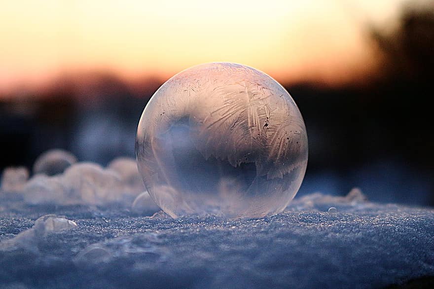 bulle de glace, bulle, savon, bulle de givre, bulle congelée, bulle de cristal, boule de glace, boule de gel, ze, eiskristalle, ballon