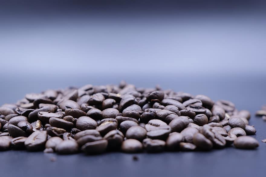 café, grains de café, rôti, caféine, arôme, aliments, fermer, haricot, arrière-plans, fraîcheur, macro