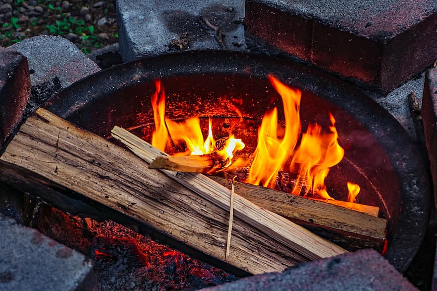 Brann, flamme, brenning, varmt, varme, camping