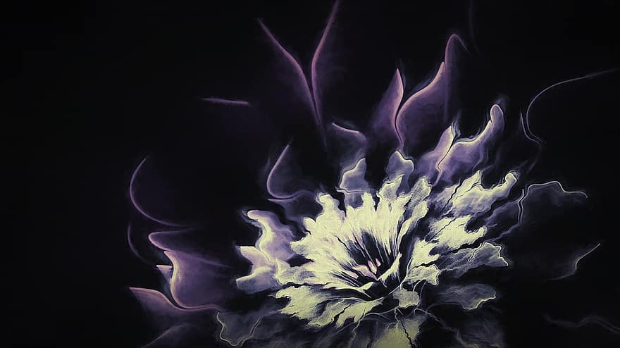 λουλούδι, λεβάντα, fractal, άνθινος, άνθος, ζωγραφική, fractal art, καλλιτεχνικός, μωβ, μαύρη ζωγραφική