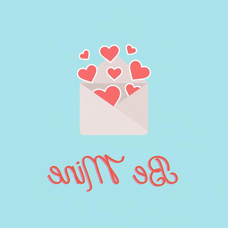 zarf, kalpler, benim ol, sevgilim ol, sevgililer günü, Sevgililer Günü, posta, mektup, kırmızı kalpler, kart