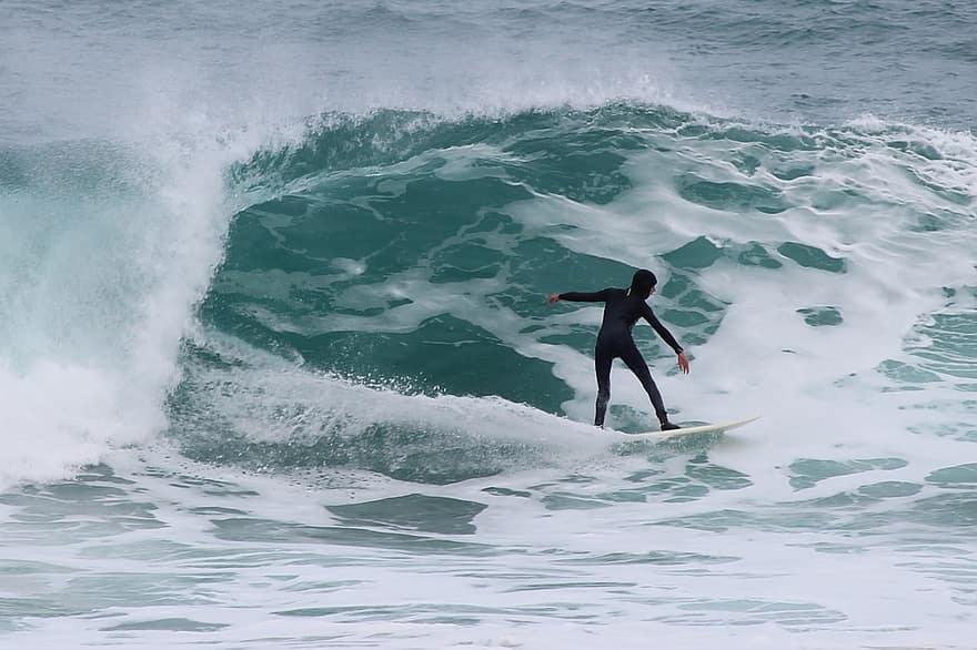 Surfer, Surfing, Board, Wave, Tunnel, Cornwall, England, Sport, Winter, Adventure, Sea