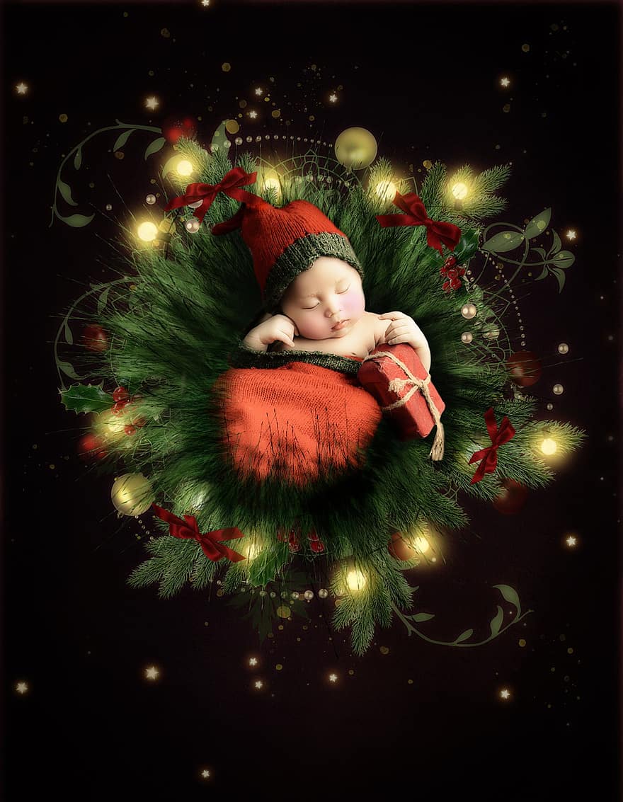 Myfestiveseason Belanda, bayi, Latar Belakang, latar belakang digital, hari Natal, dekorasi Natal, hijau, suasana, imut, perayaan, dekorasi