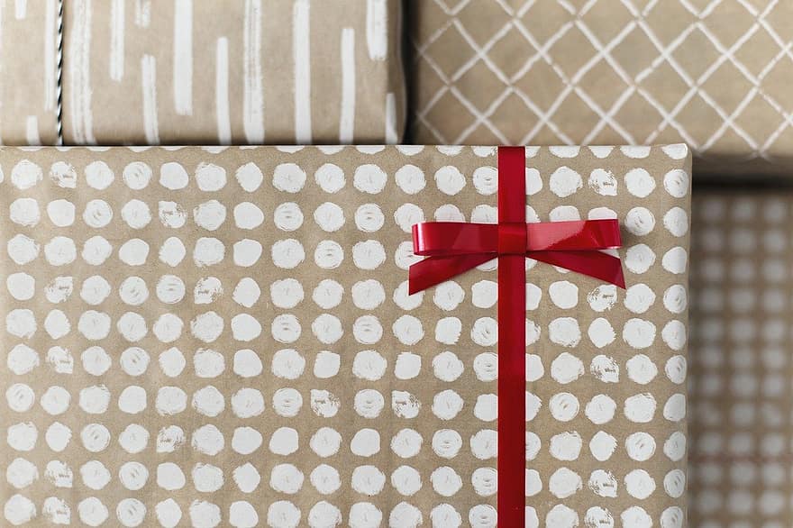 Vánoce, představuje, dárkové předměty, Dovolená, dárkové krabičky, balík, překvapení, stuha, luk, vánoční dárky, dekorace