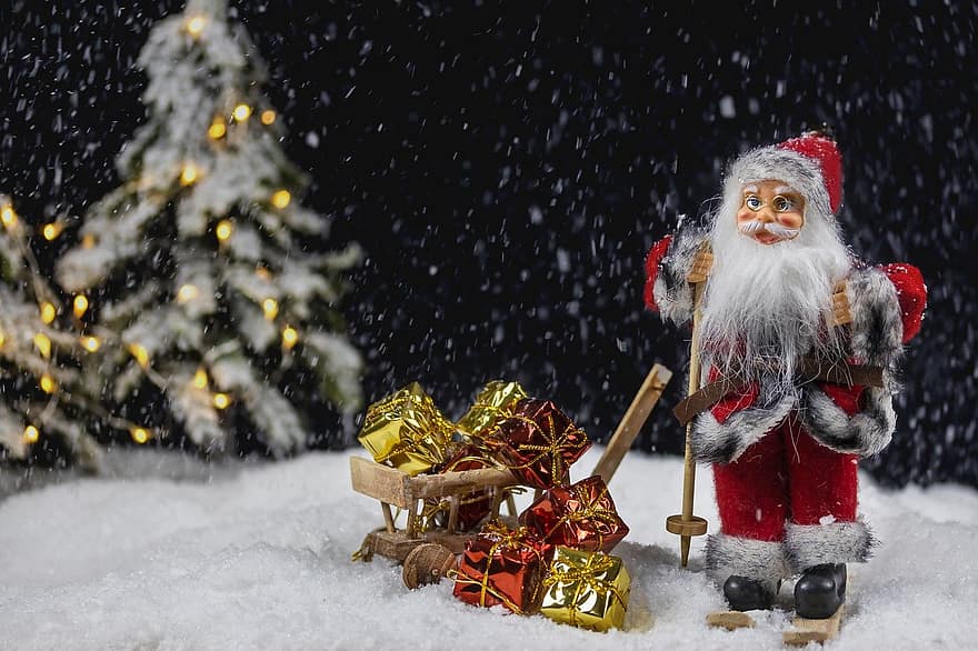 Babbo Natale, Natale, motivo natalizio, Biglietto natalizio, la neve, i regali, inverno, periodo natalizio, celebrazione, stagione, regalo