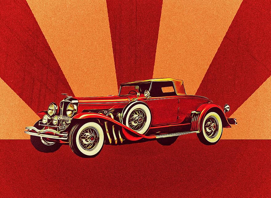mobil antik, poster retro, mobil klasik, kendaraan vintage, poster vintage, Latar Belakang, mobil, vintage, kendaraan darat, ilustrasi, angkutan