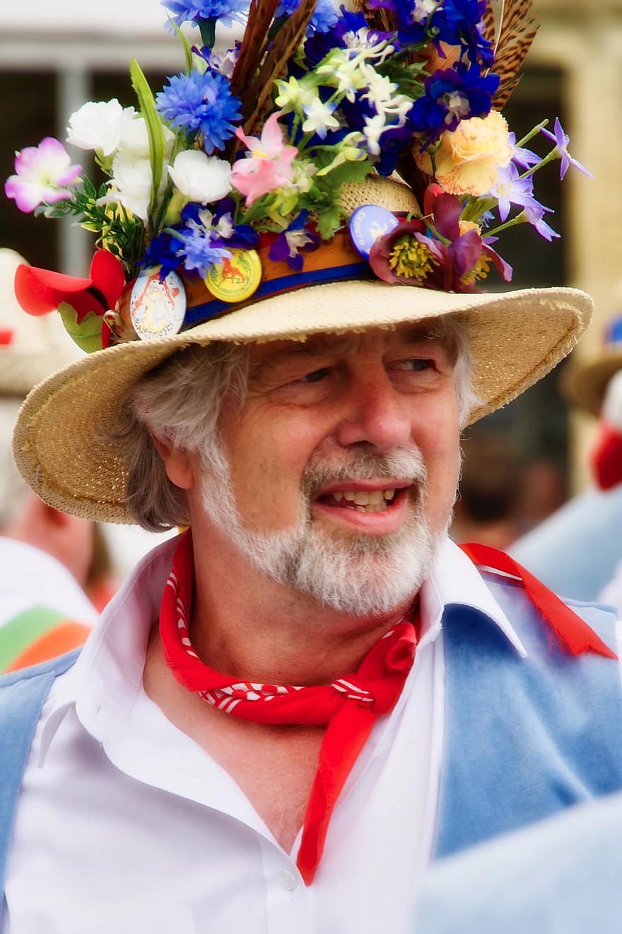 topi, pria, bunga-bunga, perayaan, kinerja