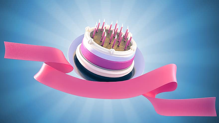 кекс, день рождения, летать, синий, небо, ткань, красный, свеча, 3d, Синий день рождения, синий торт