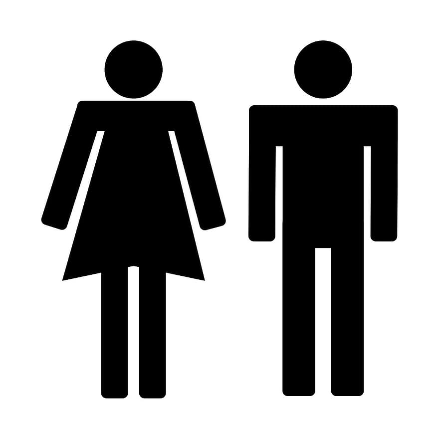 Kvinder, mand, toilet