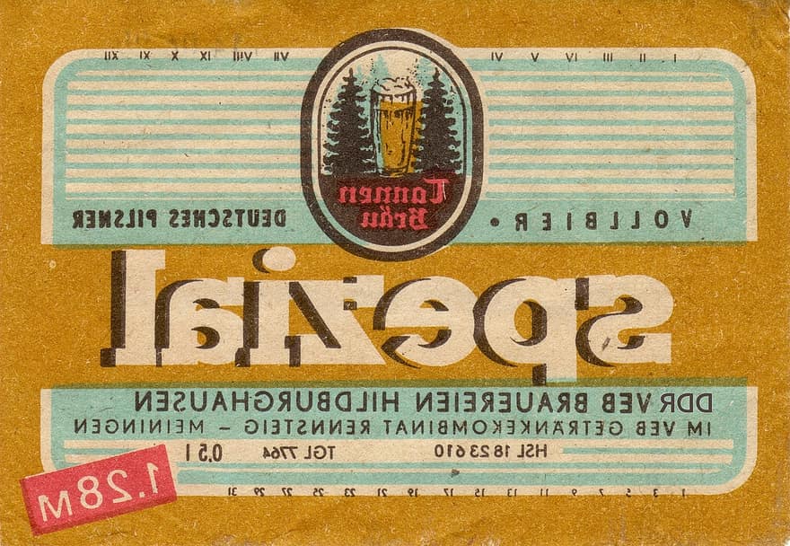 etiket, øl, ddr, klistermærke, gammel, gammelt papir, retro, nostalgi, forbi, årgang, Tyskland