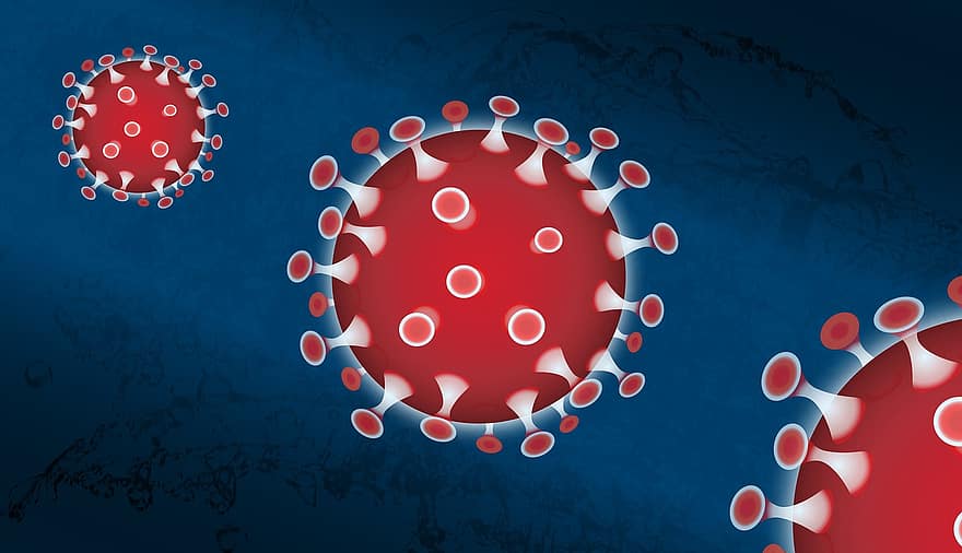 corona, vermell, blau, icona, virus, pandèmia, epidèmia, Corona virus, malaltia, infecció, covid-19