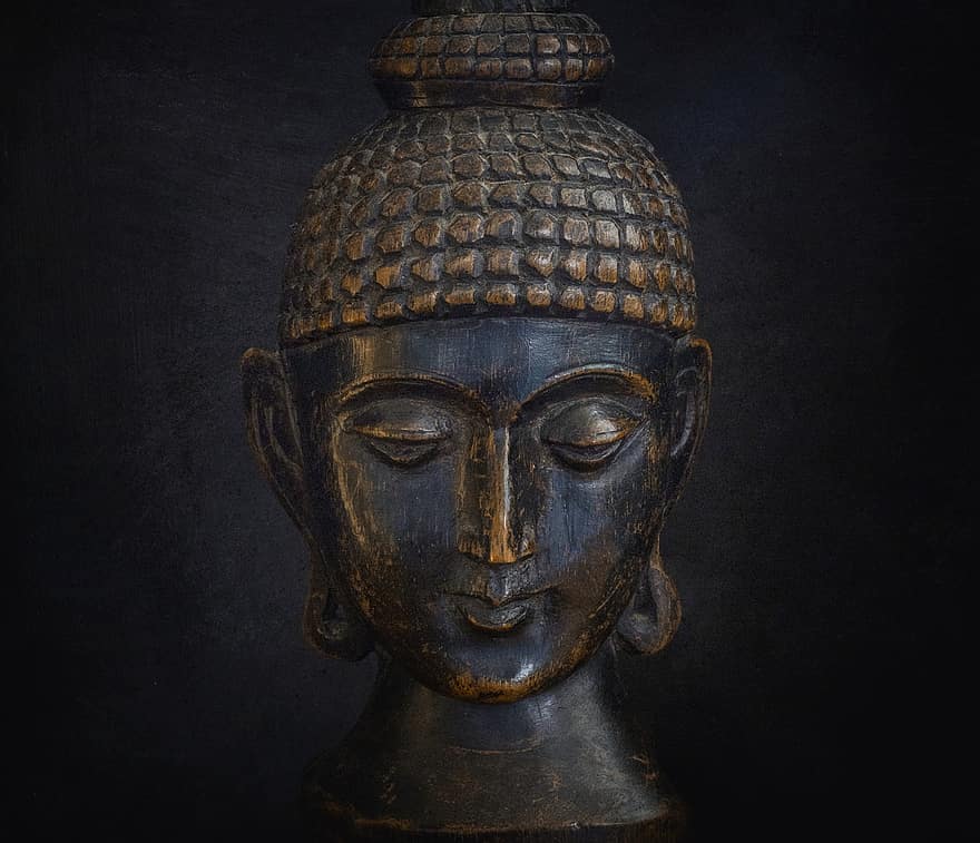Buda, cara, escultura, budisme, talla, fusta, estàtua, vintage, antiguitat, espiritualitat, religió