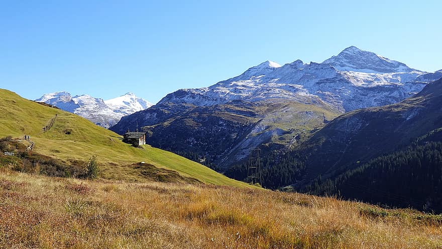 góry, rolnictwo alpejskie, pola, Wieś, Natura, krajobraz