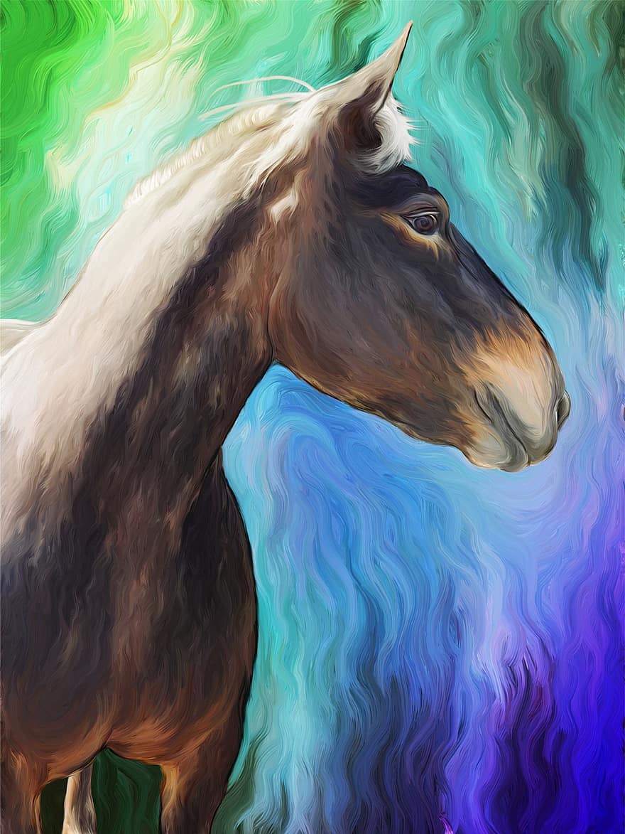 лошадь, цвет, Изобразительное искусство, поездка