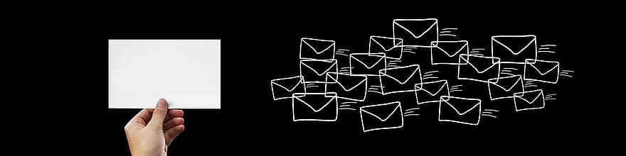 mail, visitekaartje, hand-, e-mail, brieven, houden, Notitie, mockup, leeg, kopie ruimte, enveloppen