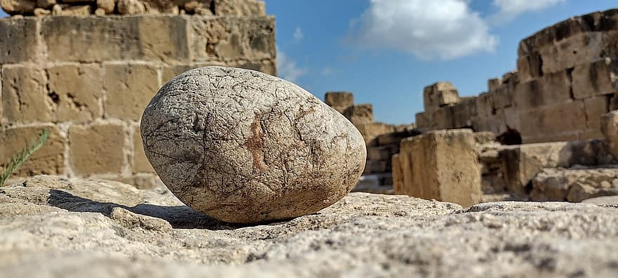 Rocha, pedra, ruínas, antigo, Chipre, pafos